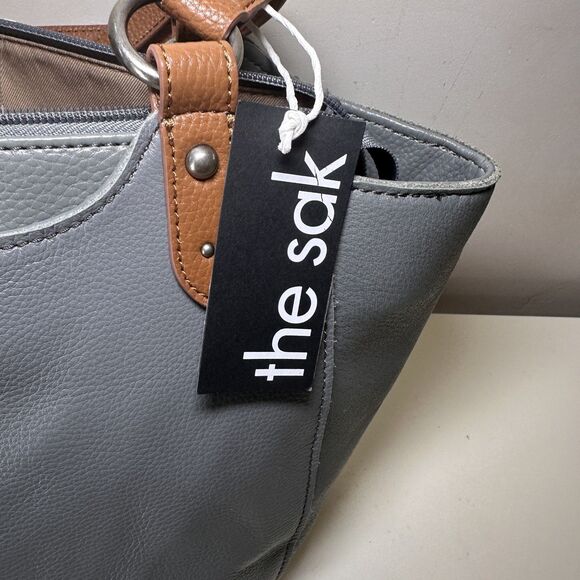 NWT The Sak Bolinas Leather Satchel in Dusty Blue $239 MSRP Everyday Tote - Picture 8 of 9